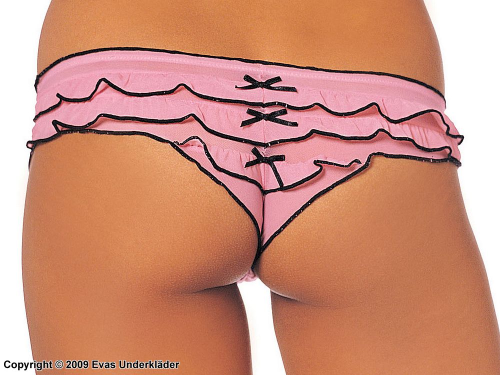 Thong panty with ruffles and stiching